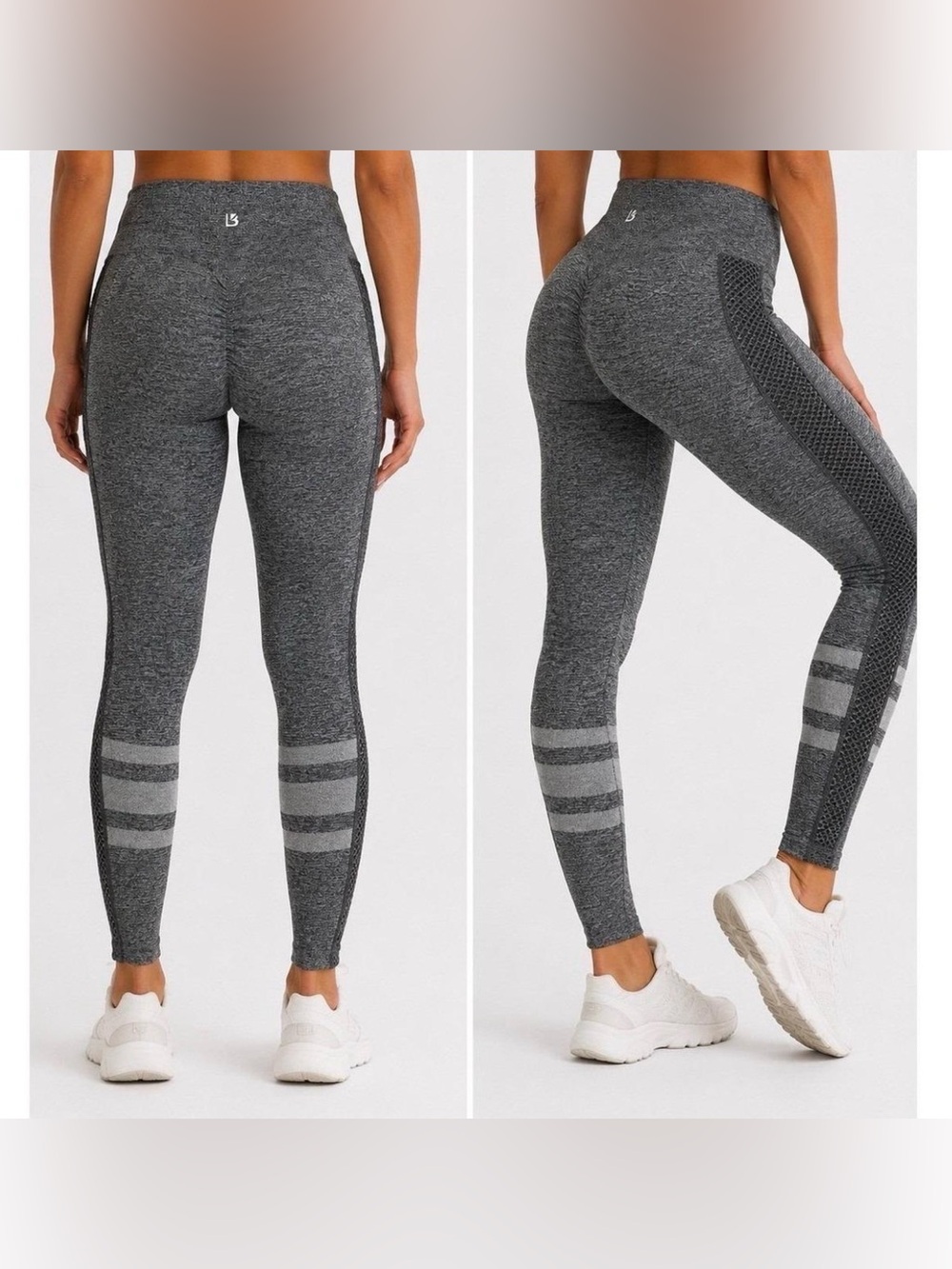 Buffbunny Charcoal Gray Heather Seamless Scrunch Butt Seamless Leggings Small